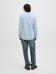 Jack & Jones Langarmhemd JJEBREEZE BAND SHIRT LS SN hellblau