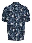 JACK & JONES Hemd JJEJEFF TROPICAL rauchblau/nachtblau/jade/weiß