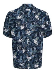 JACK & JONES Hemd JJEJEFF TROPICAL rauchblau/nachtblau/jade/weiß