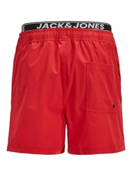 JACK & JONES Badeshorts 'JPSTMAUI' hellgrau/rot/schwarz
