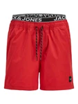 JACK & JONES Badeshorts 'JPSTMAUI' hellgrau/rot/schwarz