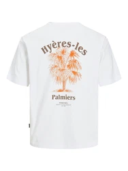 JACK & JONES T-Shirt 'JORPAROS EASTERSKETCH' champagner/dunkelorange/schwarz/weiß
