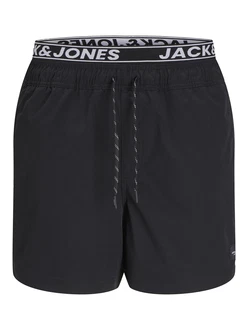 JACK & JONES Badeshorts 'JPSTMAUI' schwarz/offwhite
