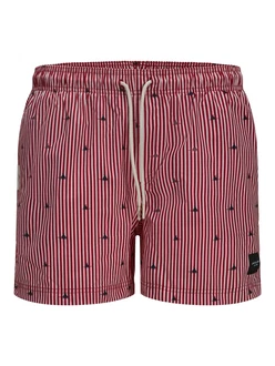 JACK & JONES Badeshorts 'JPSTMAUI' ros/dunkelrot/schwarz