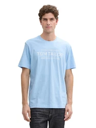 TOM TAILOR T-Shirt mit Frontprint hellblau/weiß
