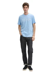 TOM TAILOR T-Shirt mit Frontprint hellblau/weiß