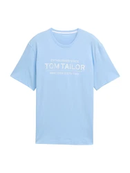 TOM TAILOR T-Shirt mit Frontprint hellblau/weiß