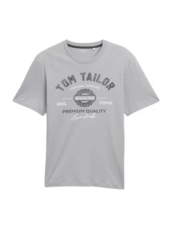 TOM TAILOR T-Shirt grau/dunkelgrau/weiß TOM TAILOR T-Shirt grau/dunkelgrau/weiß