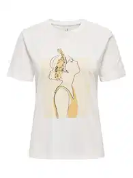 Majica boja pijeska / med / crna / bijela