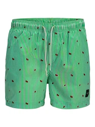 JACK & JONES Badeshorts 'JPSTMAUI' limette/karminrot/weiß