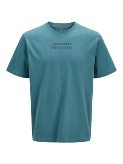 Jack & Jones Premium T-Shirt 'JPRBLUATLAS' cyanblau/rot/schwarz Jack & Jones Premium T-Shirt 'JPRBLUATLAS' cyanblau/rot/schwarz