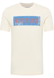 MUSTANG T-Shirt 'AUSTIN' azur/dunkelorange/weiß