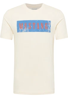 MUSTANG T-Shirt 'AUSTIN' azur/dunkelorange/weiß