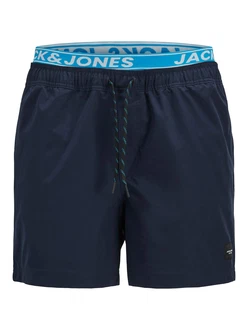 JACK & JONES Badeshorts JPSTMAUI marine/azur/weiß
