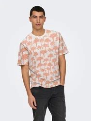 Only & Sons T-Shirt 'ONSKYLEN' mandarine/offwhite