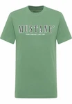 MUSTANG T-Shirt 'AUSTIN' tanne/dunkelgrün/weiß