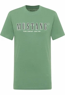 MUSTANG T-Shirt 'AUSTIN' tanne/dunkelgrün/weiß