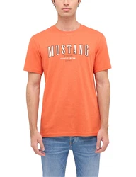 MUSTANG T-Shirt 'Austin' orange/bordeaux/weiß