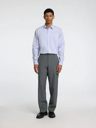 SELECTED HOMME Hemd Langarmhemd taubenblau/weiß
