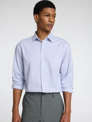 SELECTED HOMME Hemd Langarmhemd taubenblau/weiß