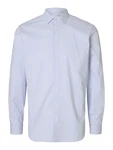 SELECTED HOMME Hemd Langarmhemd taubenblau/weiß