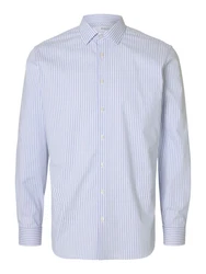 SELECTED HOMME Hemd Langarmhemd taubenblau/weiß