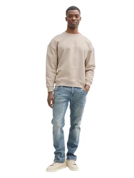 TOM TAILOR Denim Sweatshirt mit Logo Print greige/weiß