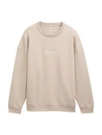 TOM TAILOR Denim Sweatshirt mit Logo Print greige/weiß