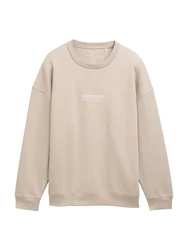 TOM TAILOR Denim Sweatshirt mit Logo Print greige/weiß