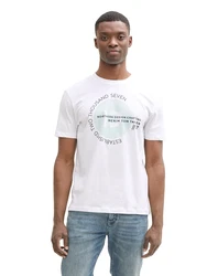 TOM TAILOR Denim T-Shirt mit groem Druck marine/pastellgrün/weiß