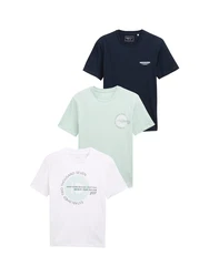 TOM TAILOR Denim T-Shirt mit groem Druck marine/pastellgrün/weiß