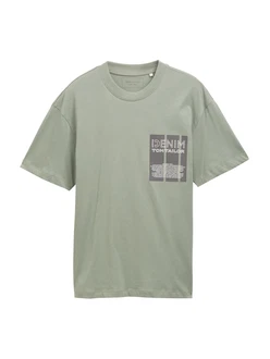 TOM TAILOR DENIM T-Shirt anthrazit/dunkelgrau/weiß