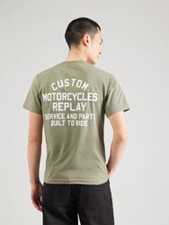 REPLAY T-Shirt oliv / weiß