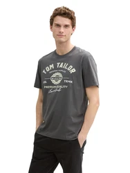 TOM TAILOR T-Shirt grau/weiß