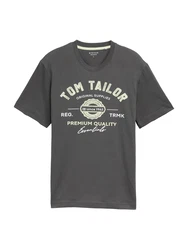 TOM TAILOR T-Shirt grau/weiß