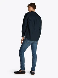 Tommy Hilfiger Langarmhemd FLEX POPLIN SOLID MAO RF SHIRT dunkelblau