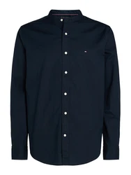 Tommy Hilfiger Langarmhemd FLEX POPLIN SOLID MAO RF SHIRT dunkelblau