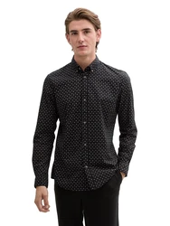 TOM TAILOR DENIM Hemd schwarz/weiß