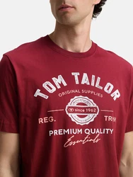 TOM TAILOR T-Shirt lachs/karminrot/weiß