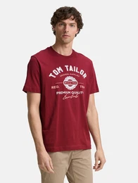 T-Shirt lachs / karminrot / wei
