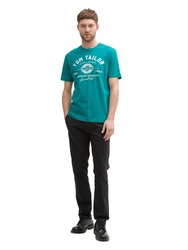 TOM TAILOR T-Shirt türkis/weiß