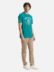 TOM TAILOR T-Shirt türkis/weiß