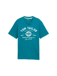 TOM TAILOR T-Shirt türkis/weiß