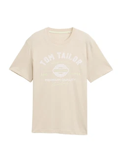 TOM TAILOR T-Shirt beige/gelb/weiß
