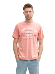 TOM TAILOR T-Shirt rosa/dunkelrot/offwhite