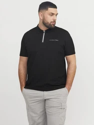 Jack & Jones Plus Poloshirt JCOFUSION grau/schwarz