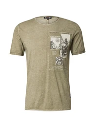 T-Shirt 'WHEELS' grau / oliv / schwarz