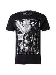 T-Shirt 'Liberty' grau / schwarz / wei