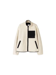 Bershka Fleecejacke ecru/schwarz