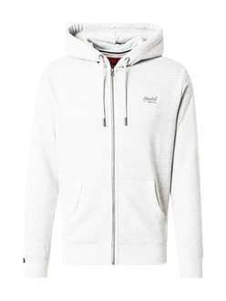 Superdry Sweatjacke Essential Logo Zip Hoodie Grau/hellgrau
